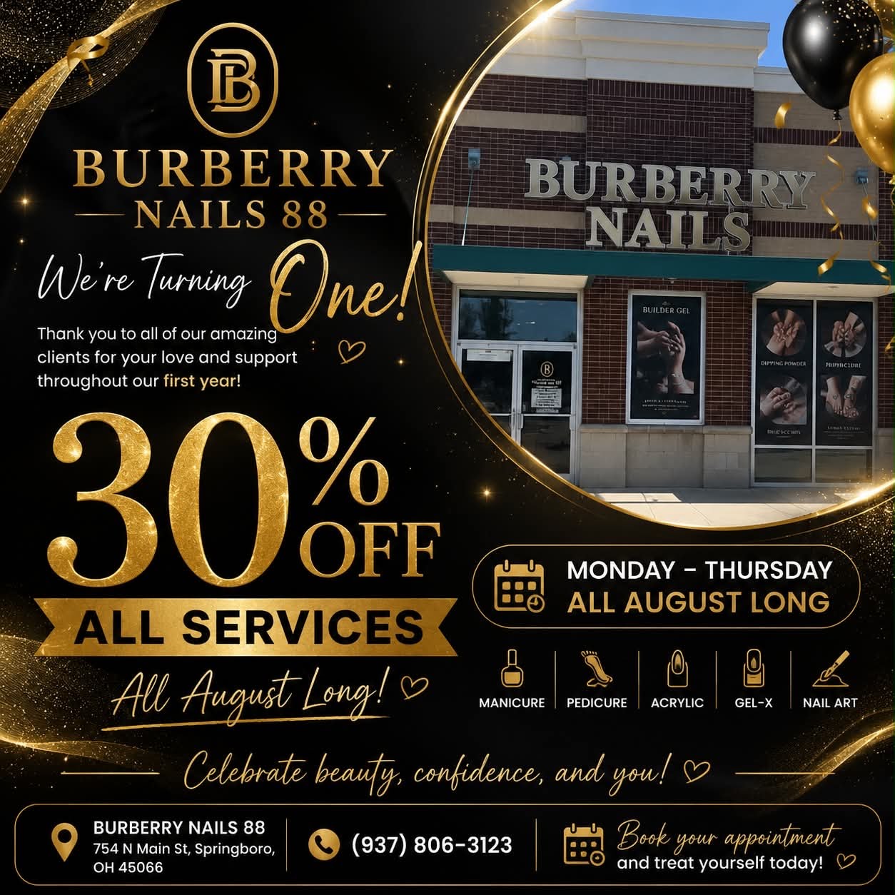 We're Turning One! 30% OFF All Services — All August Long